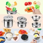 Kids Pretend Play Kitchen Accessories Set  45pcs Stainless Steel Play Pots Pa   