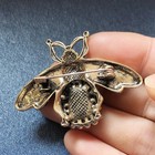 Vintage Rhinestone Bee Brooch Pin     Gold Tone Insect Jewelry  Summer Beach Gift