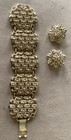 Bracelet And Matching Clip Earrings Vintage Set  Gold Tone  Unmarked