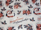 Vtg Merry Christmas Wrapping Paper Gift Wrap Santa Holly Bells Happy New Year