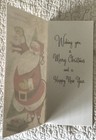 Unused Christmas Santa Hold Santa Ornament Tree Vtg Paper Greeting Card 1950s