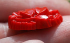 Vtg Large 1  Carved Cherry Red Bakelite Flowers leaves Button 1920s 30s