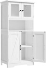 Modern 54  Tall Freestanding Storage Cabinet W glass Doors   Adjustable Shelves