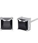 925 Sterling Silver Black Onyx Cubic Zirconia Square Stud Earrings Men Women  