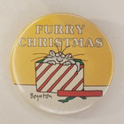 Vintage Sandra Boynton Furry Christmas Cat Kitty Gift Present Pinback Button