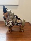 Peruvian Hand Painted Ceramic Bull Figurine Folk Art