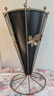 Vintage Art Deco Metal Umbrella Stand Holder Black Tin Umbrella Cone Shape