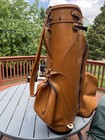 Vintage Leather Arnold Palmer 3 Slot Large Brown Golf Club Bag W  Rain Cover Usa