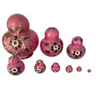Matryoshka Russian Nesting Dolls Set Of 9 Hand-painted Pink Purple Floral Signed