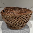 Vintage French Country Wicker Woven Large  Nesting Baskets Countrycore Lot Of 9