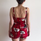 1940s 1950s Alfred Shaheen  Romper Playsuit Chopsticks Print 50s 40s