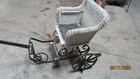 Vintage Antique  Baby Stroller Buggy Carriage Wood Wicker Iron