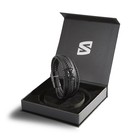 Leather Men Bracelet Black Steel Genuine Wrist Band Regalo 7 Inch