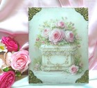 Shabby Chic Victorian canvas Board W jewelry Box W roses pearls Graphic