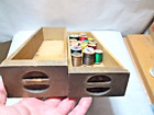 2 Vintage Sewing Machine Drawers With 22 Wood Spools Of Thread - 13 x4 