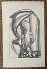 Vintage Cubist Black Figural Face Head Print Mid Century Modern Art 1960s - 4