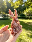 Hand Carved Sesame Stone Deer Figurine natural White Stone Animal Statue 1pc