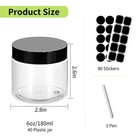 40 Pack 180ml 6 Oz Empty Clear Plastic Jars With Black Lids Refillable Round