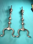 Vintage Cast Brass Fire Place Andirons Facade Fireplace Hardware 20    Tall