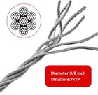 Winch Cable towing Cable Heavy Duty with 2 Pick 3 8  U-clamp Slide Hooks 3 8 Inc