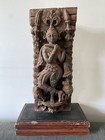 Antique Indian Carved Sri Krishna Temple Panel Hindu Sculpture Art Wood Large 
