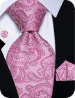 Paisley Tie Sets Floral Necktie Handkerchief Cufflinks Set Silk Woven Ties