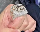 3 00 Ct Round Cut Moissanite Men s Custom Letter Ring Real 925 Sterling Silver