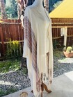 Vintage Laise Adzer Hand Loomed Moroccan Susti Shawl Ruana Wrap Fringe 80s Boho
