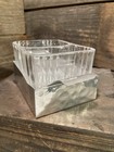 Vintage Hammered Aluminum Handled Tray With Heavy Ribbed Glass Divided Insert