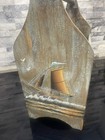 Vtg Handmade Wooden Tool Carrier Caddy  Primitive Farmhouse Country Painted Ship