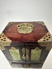 Vintage Chinese Asian Oriental Rosewood Jewelry Box With Jade brass Details 