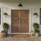 Ornate Carved Wood Door Double Or Single Floral Rustic Entry Barn Door 96x36