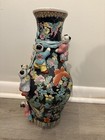 Vintage Chinese Fertility Vase Large Porcelain Floral Hand Painted 14 5    Tall