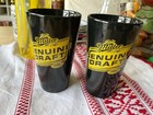 Vintage Miller Genuine Draft Ceramic Beer Pint Glasses Black Yellow Set Of 2
