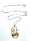 Vintage Egyptian 900 Silver Scarab Beetle Pendant Necklace