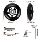 80mm X 24mm Luggage Suitcase Replacement Wheels  Rubber Swivel Caster Wheels Bea