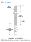 1 4 Inch X 3-1 4 Inch - 40 Pieces Wedge Anchor Zinc Plated Heavy Duty Fastener F