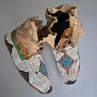 Stunning Antique Arapaho Beaded Hide Moccasins From Circa The 1880s 