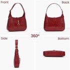 Shoulder Bag For Women Red Purse Pu Leather Shoulder Purse Trendy Burgundy Ha   