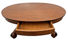Antique Oval Coffee Table quarter Sawn Tiger Oak  Drawer  Shelf  Empire Style