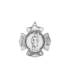 Large Sterling Silver Saint Florian Firefighter Pendant Medal Necklace W  Chain