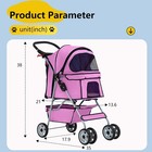 4 Wheels Folding Portable Pet Stroller Cat Dog Cage Travel Carrier With Basket