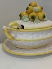 Vintage Robert Nemith Majolica Topiary Basket Weave Soup Tureen  ladle  platter