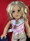 American Girl Doll 2017 Blond Hair Gray Eyes 18 Inch American Flag Medal Extras