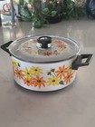 Vintage Ekco Country Garden Porcelain Clad Cookware 5qt Steamer Pots Italy 2