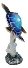 Nautical Ocean Blue Giant Sea Turtle Swimming By White Corals Figurine 8 75 h