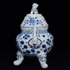 9 0  China Antique Yuan Dynasty Blue White Porcelain Fish Algae Incense Burner