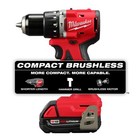 Milwaukee 3602-22ct M18 Compact Cordless Brushless 1 2  Hammer Drill driver Kit