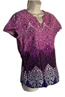 Landau Women s Scrubs Top Shirt Small S Floral Purple Medical Hospital Nurse