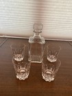Beautiful Vintage Italian Retro Clear Ribbed Glass Decanter Set 5  Marked Italy
